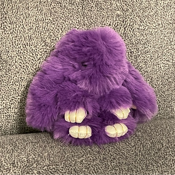 Fluffy Rabbit Pompom Keychain (Dark Purple) - Picture 7 of 8